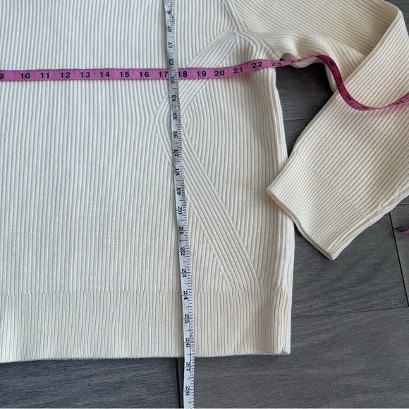 NWT Theory Lamar Oversize Quarter Zip Wool Sweater Stone White Men’s L Ribbed - Picture 16 of 16